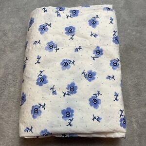 Emma Bridgewater Flat‎ Sheet Twin Size Blue White Floral Anemone Polka Dots